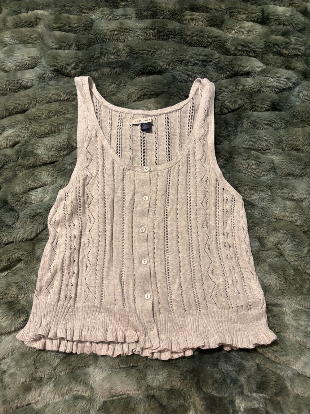 American Eagle Outfitters light gray Cable Knit Button-Front Tank